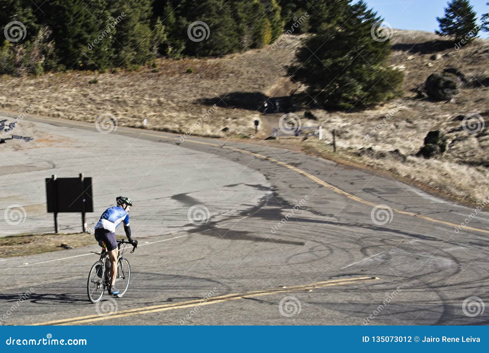 biking up to the hill in mountain tamalpais
