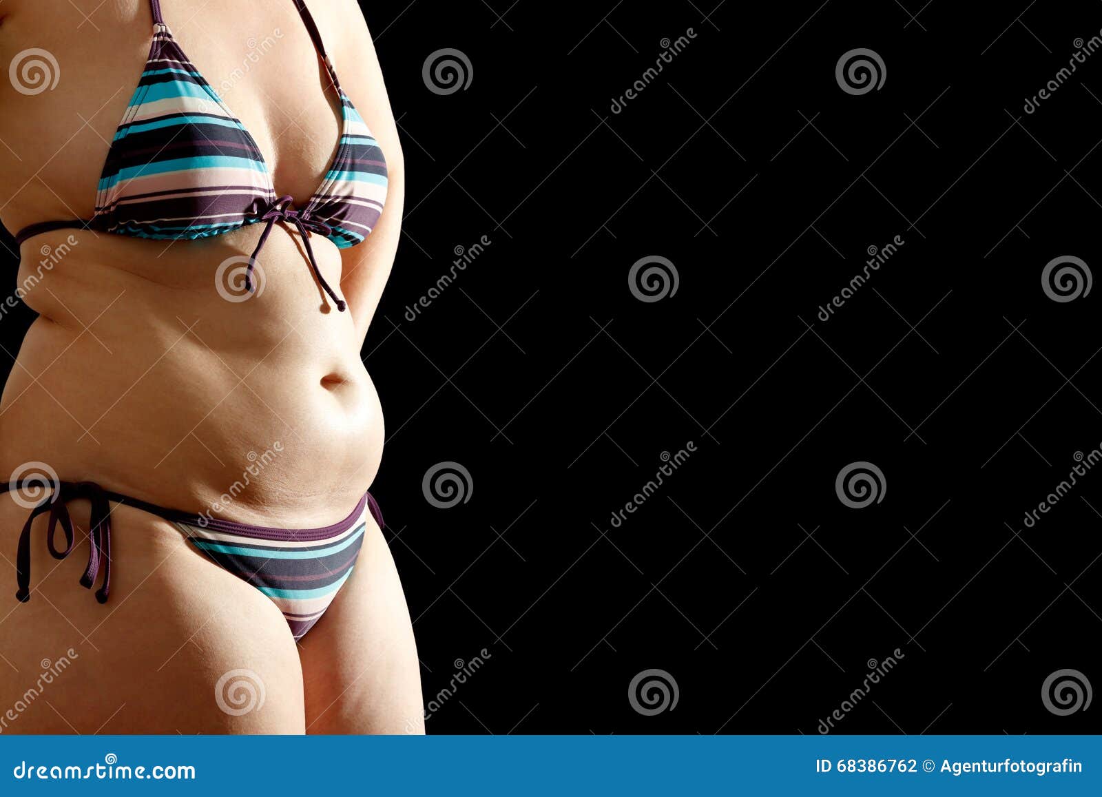 fat female body with back copy space
