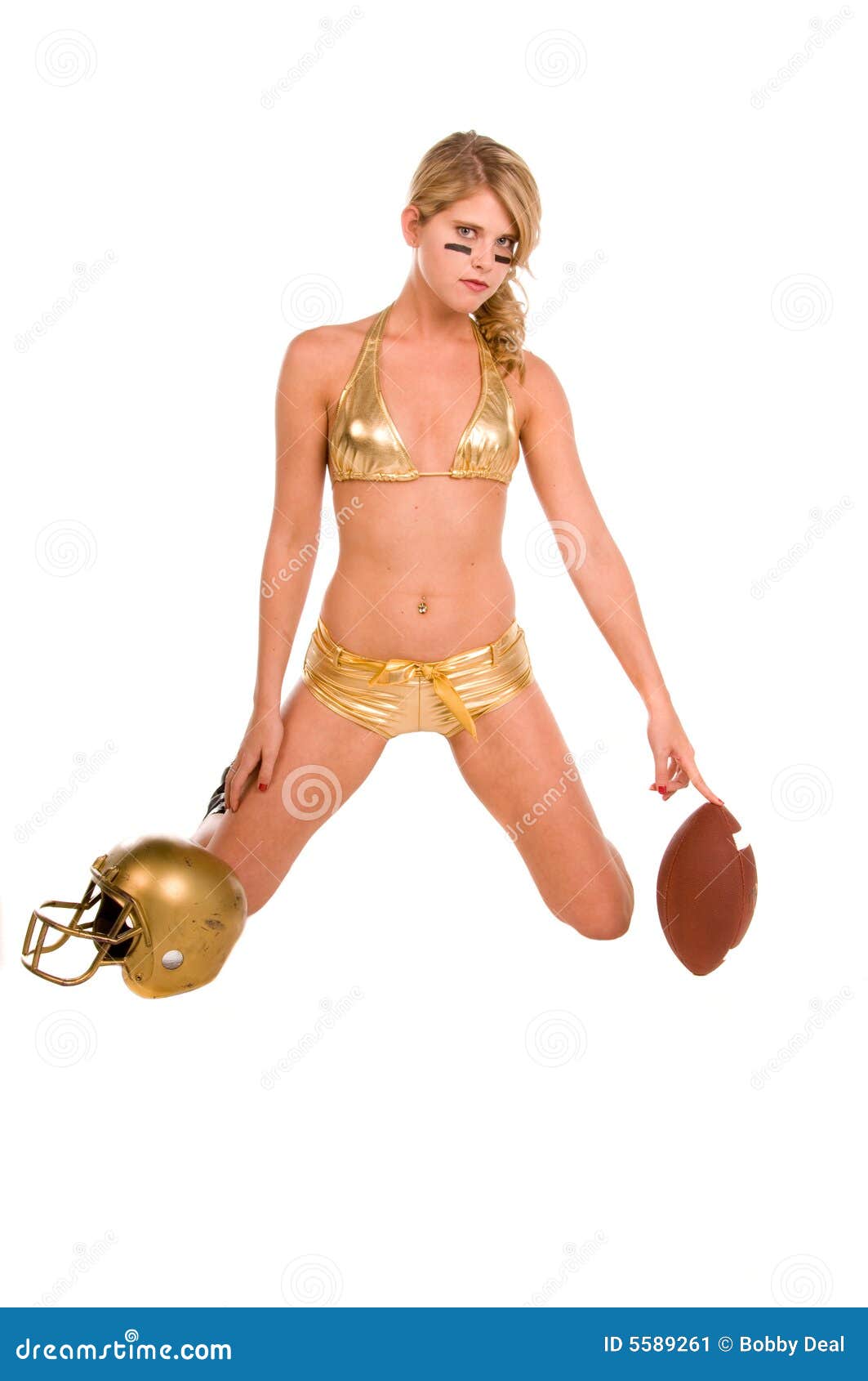 Bikini Football stock image. Image of model, game, blond 5589261