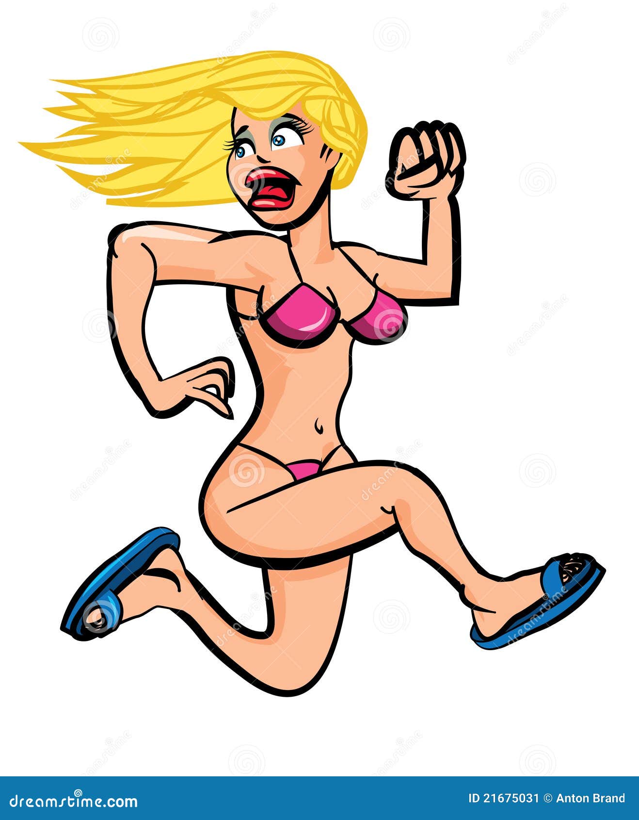 bikini girl running in terror