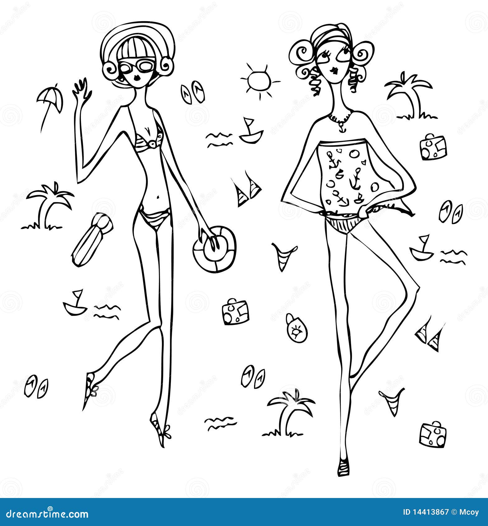 Bikini Girls Vector Illustration 2527192