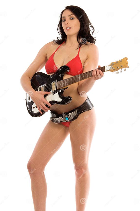 Bikini Guitar stock image. Image of female, casual, standing 657115