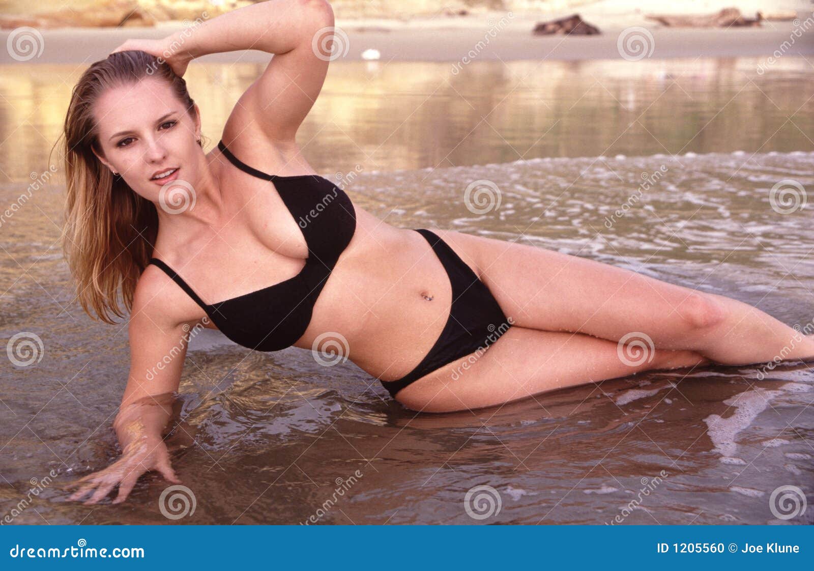 bikini model in the surf