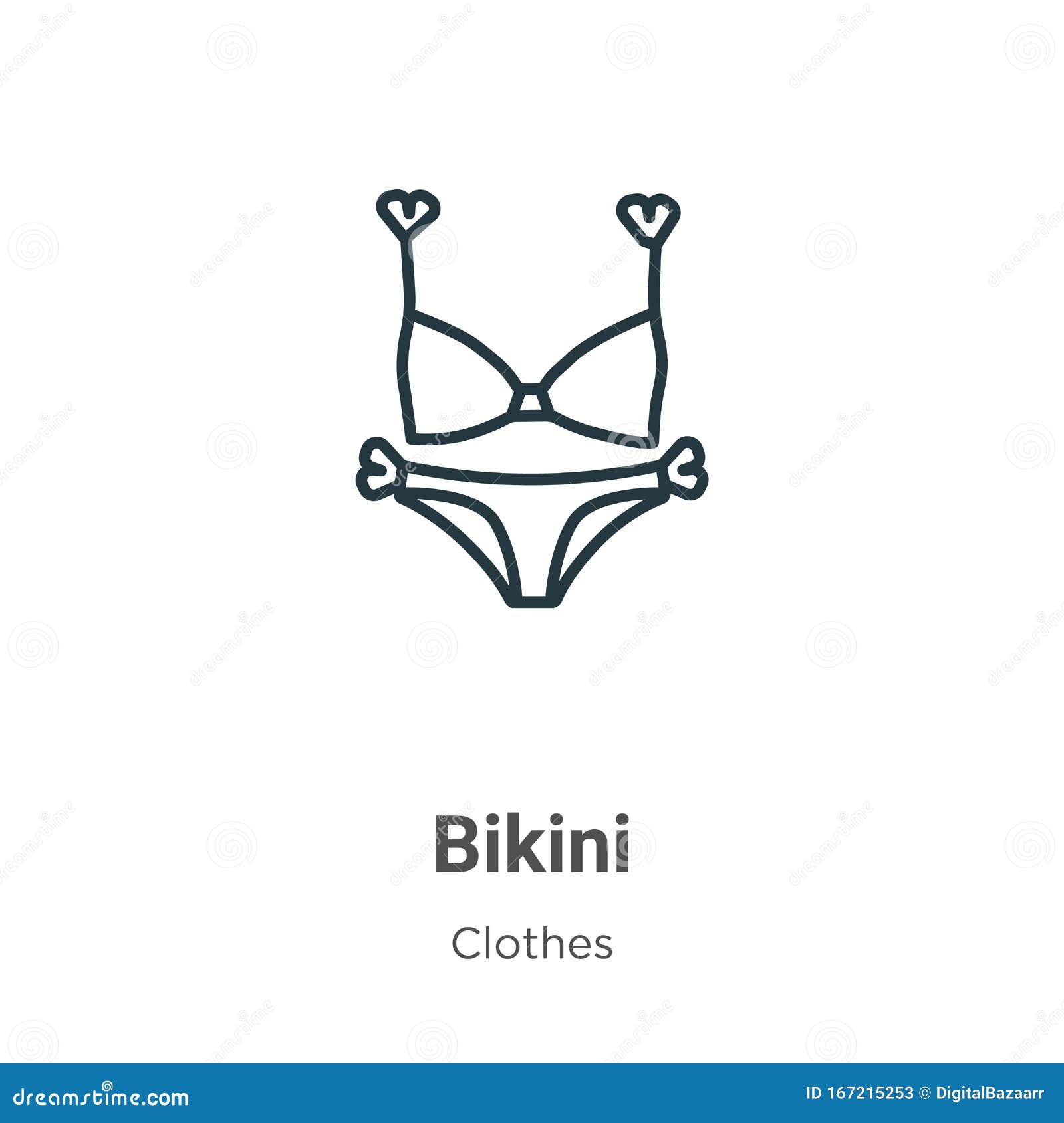 Bikini Outline Vector Icon. Thin Line Black Bikini Icon, Flat Vector Simple Element Illustration