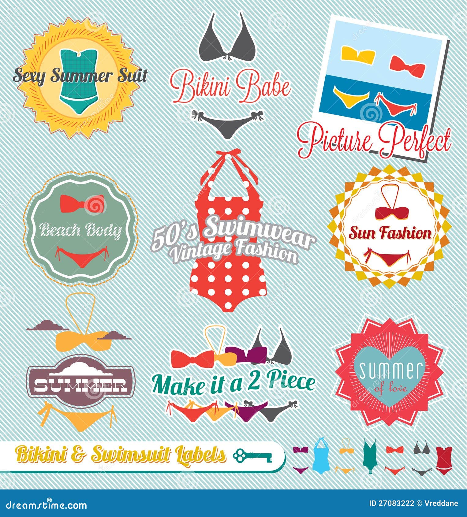 Bikini and Swimsuit Labels and Stickers Stock Vector Illustration of