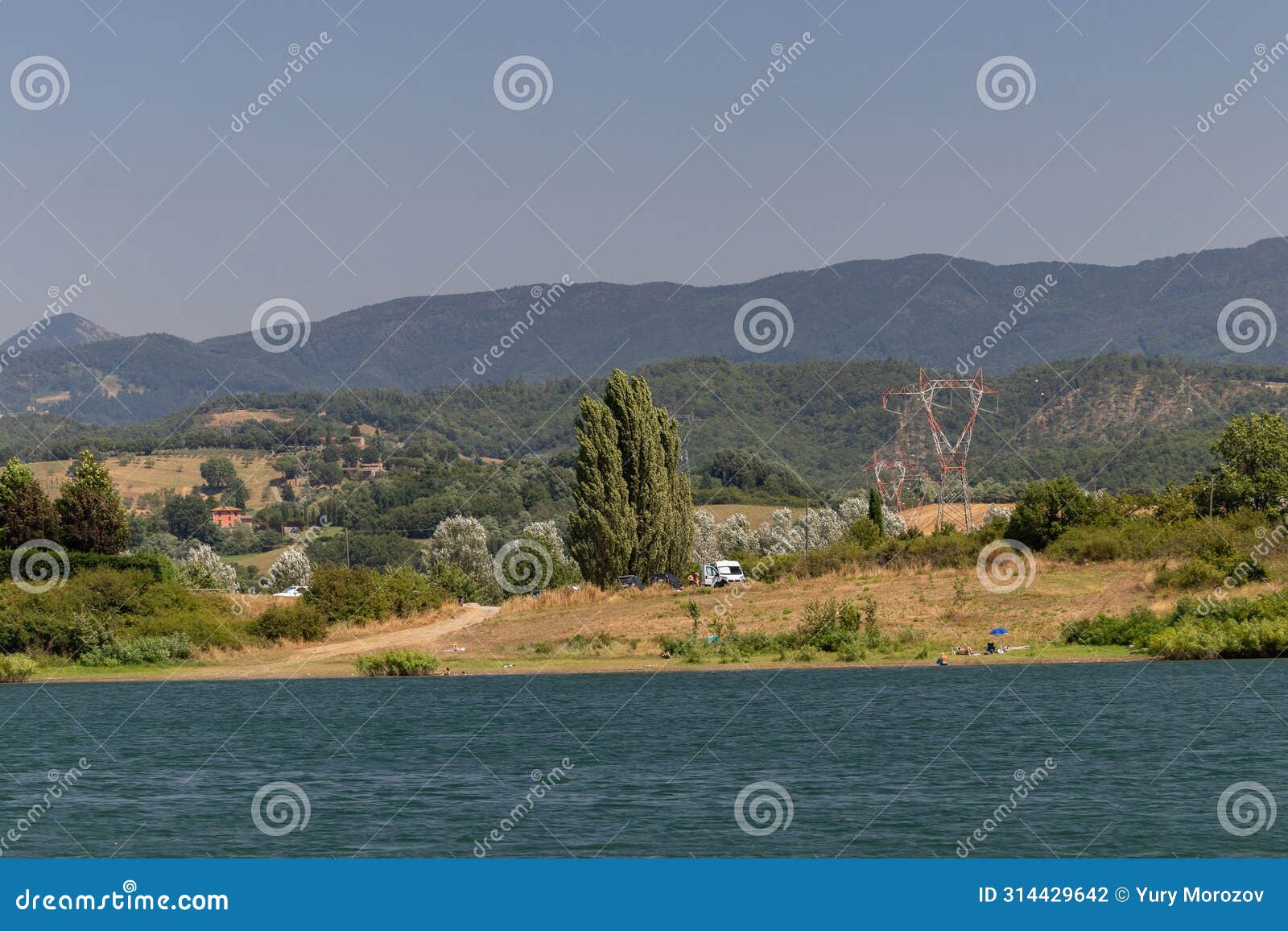 the bilancino lake. lago di bilancino, barberino del mugello, florence, italy: landscape at dawn of the picturesque lake in the