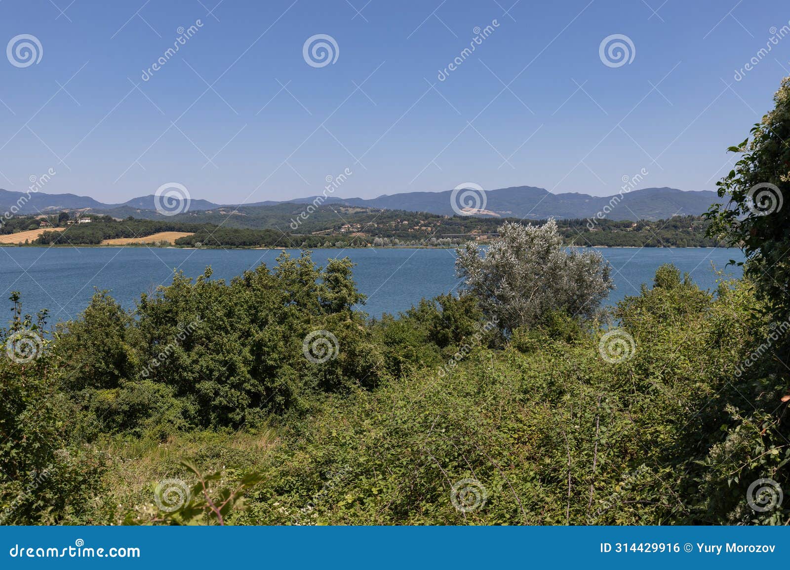 the bilancino lake. lago di bilancino, barberino del mugello, florence, italy: landscape at dawn of the picturesque lake in the