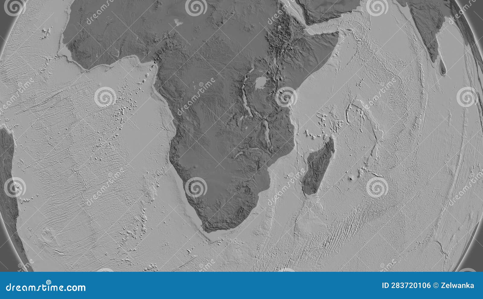 globe centered on zambia neighborhood. bilevel map
