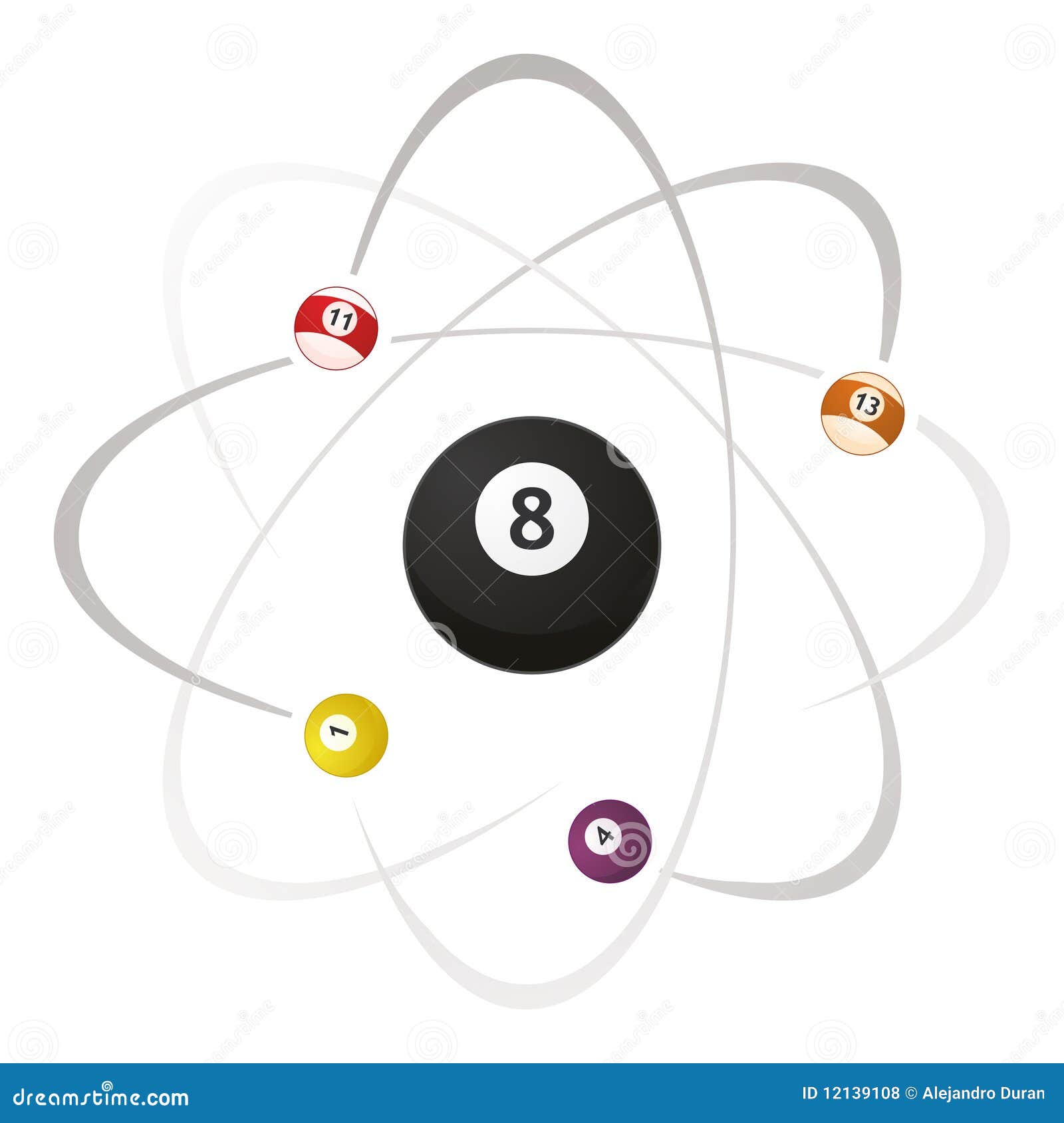 Billards atoms stock vector. Illustration of ball, recreation 12139108