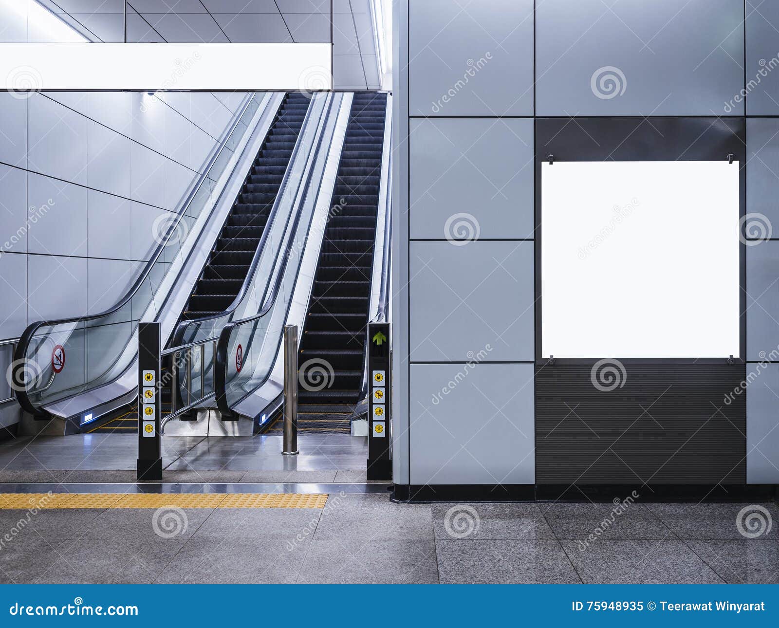 Download Billboard Banner Signage Mock Up Display With Escalator In Subway Station Stock Image Image Of Mocked Advertising 75948935