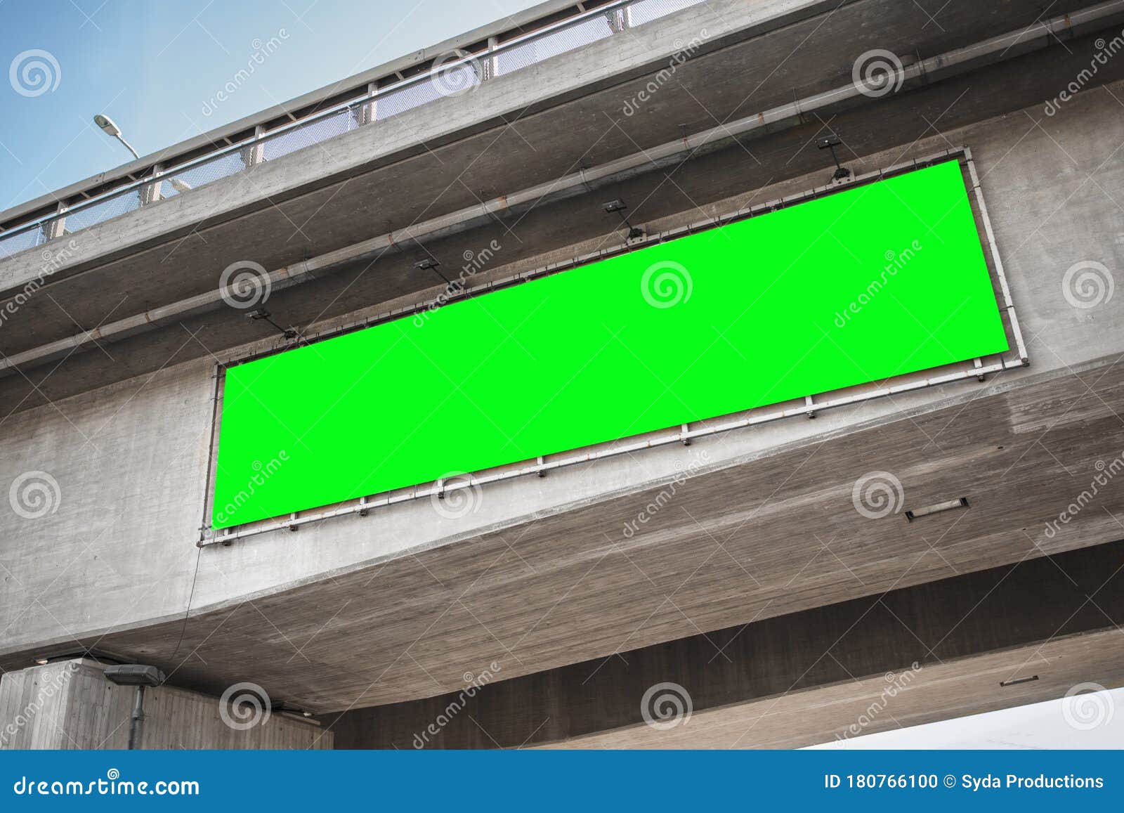 Download Billboard With Green Chroma Key Screen On Bridge Stock ...