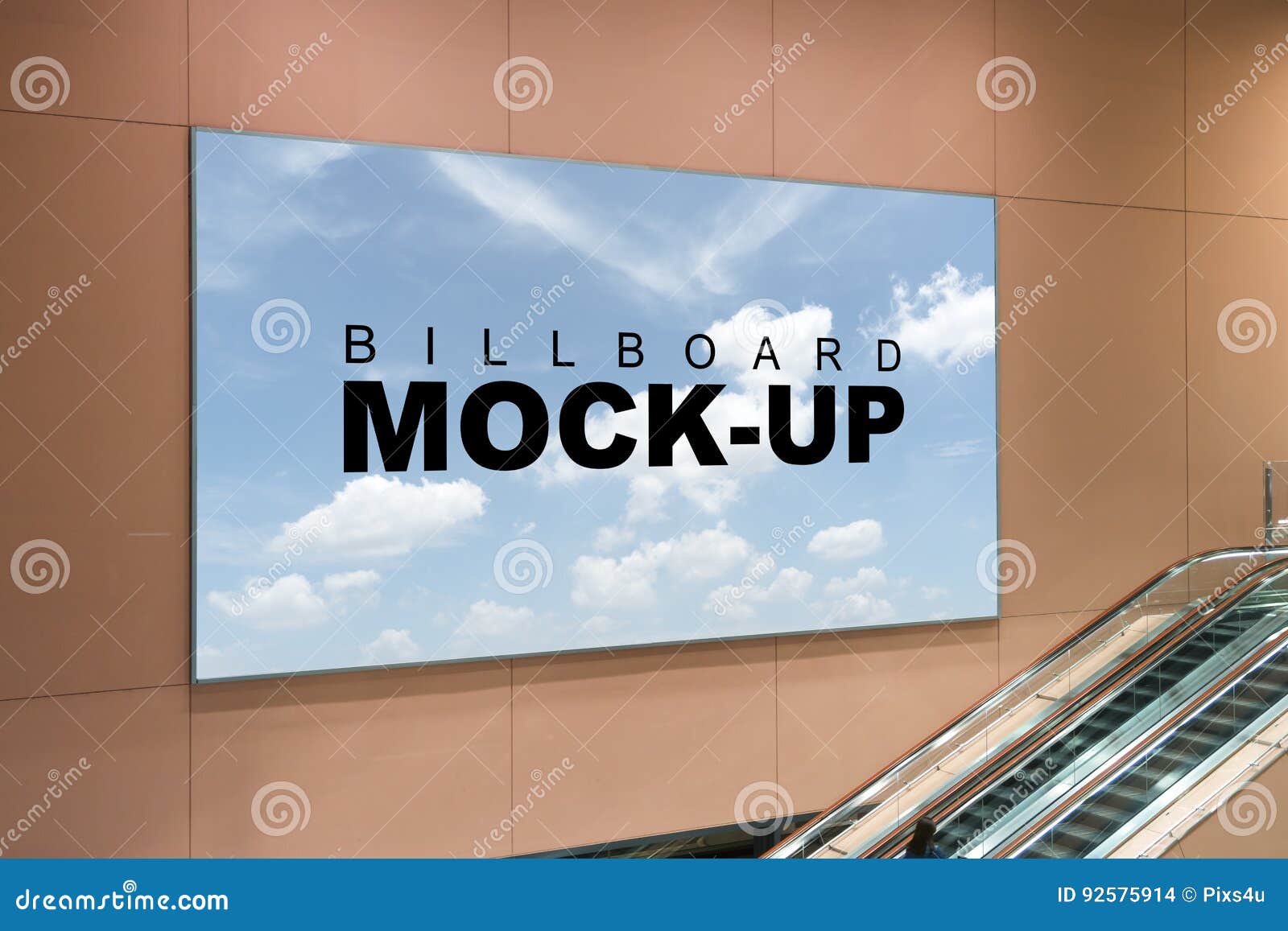Download Billboard Mock Up In Airport With Escalator Stock Photo Image Of Media Background 92575914