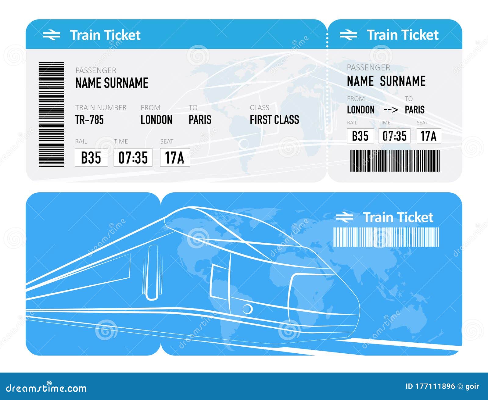 Recomendado deuda Dominante Billete de tren en blanco stock de ilustración. Ilustración de recorrido -  177111896
