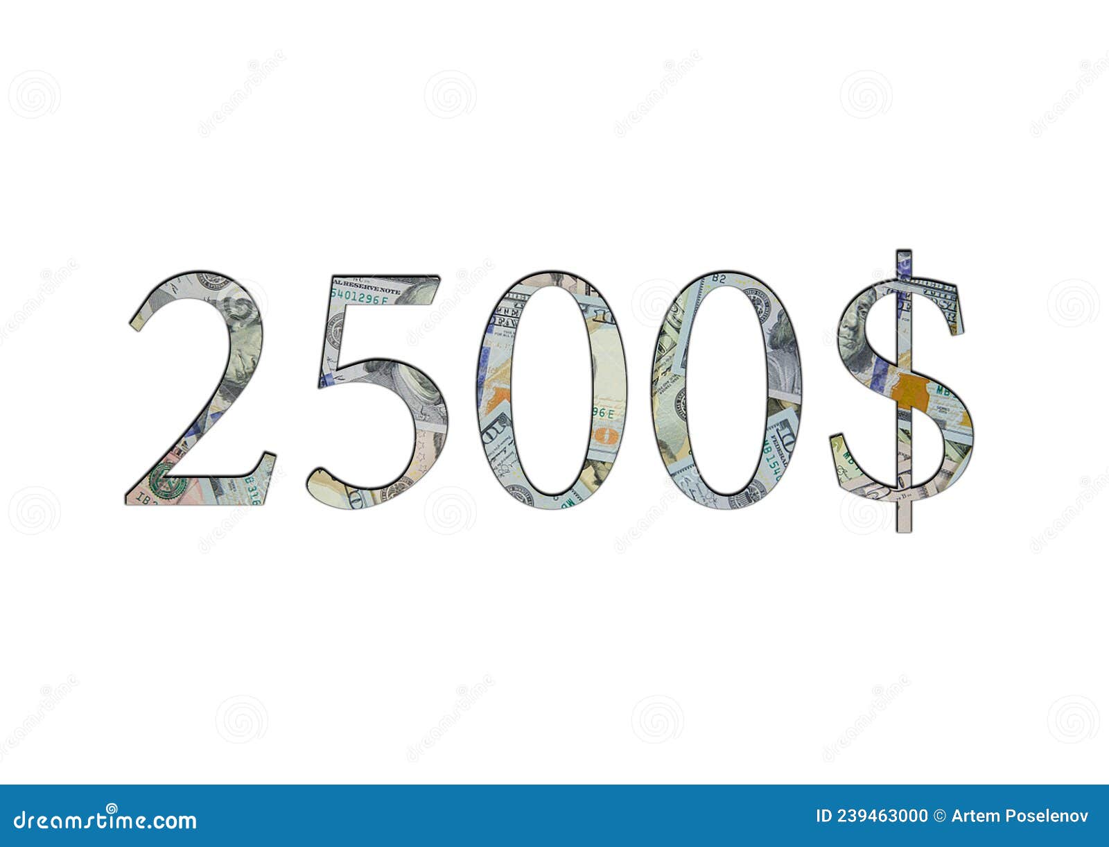 2500. Billetes En Dólares Estadounidenses. Stock de ilustración Ilustración de blanco, banca