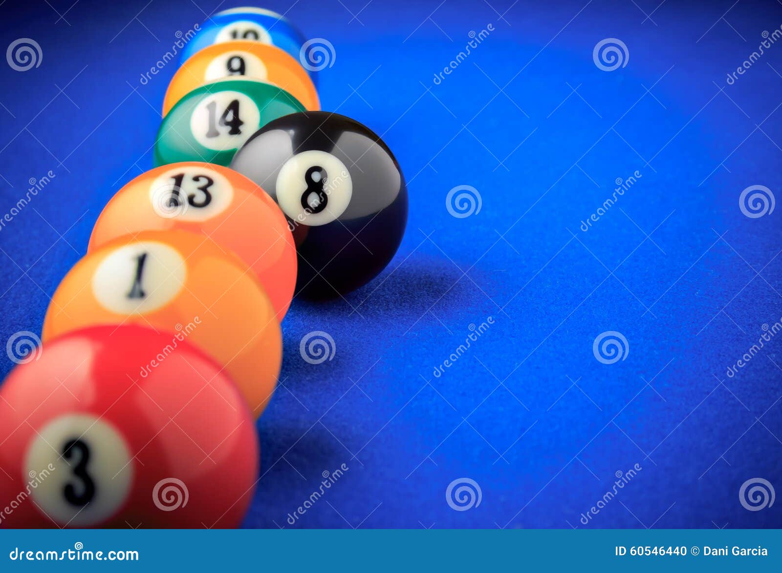 Billiard Balls in a Blue Pool Table. Stock Photo Image of billiard