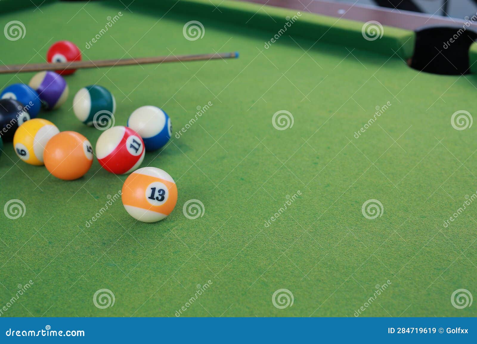 Billiard Balls on a Green Billiard Table Stock Image Image of ball