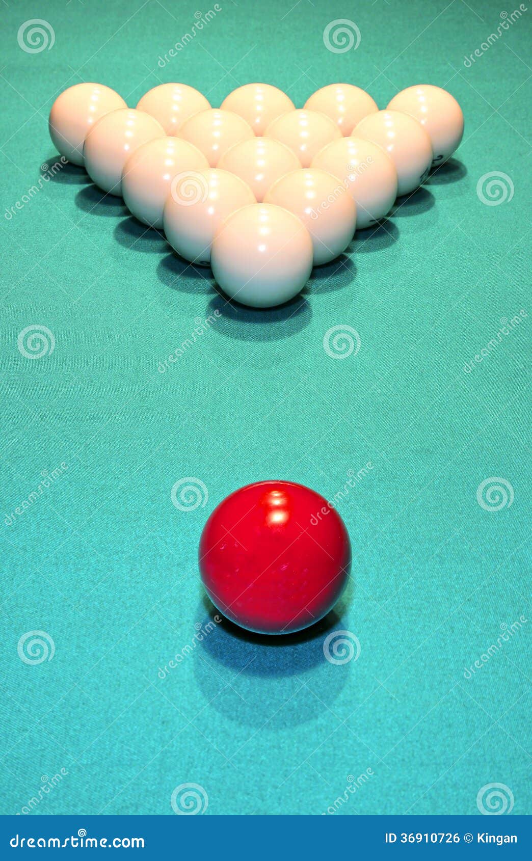 Billiard Balls in the Position of the Pyramid on Green Baize Stock