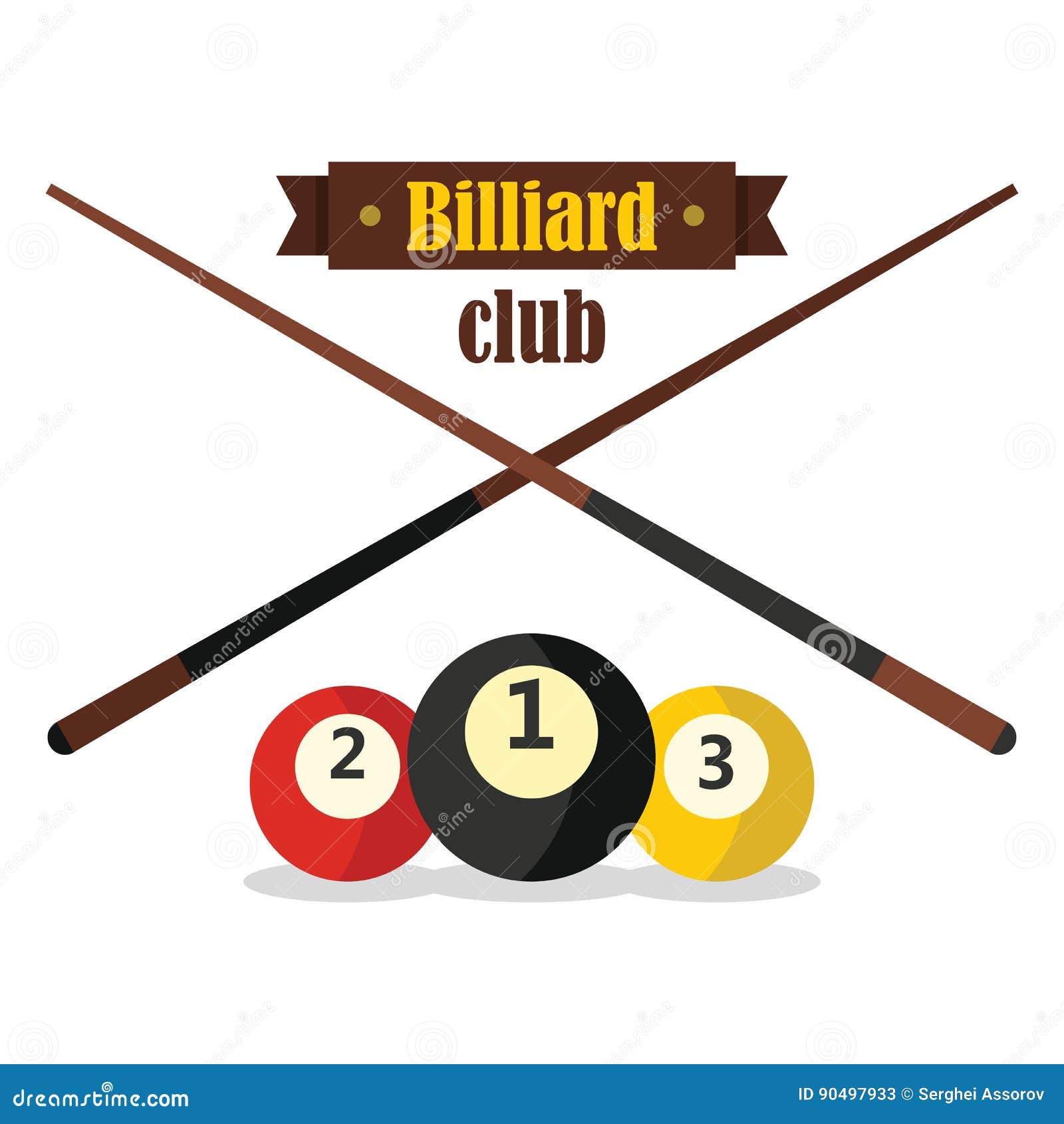 Billiard Club Emblem in Flat Style Stock Vector - Illustration of ...