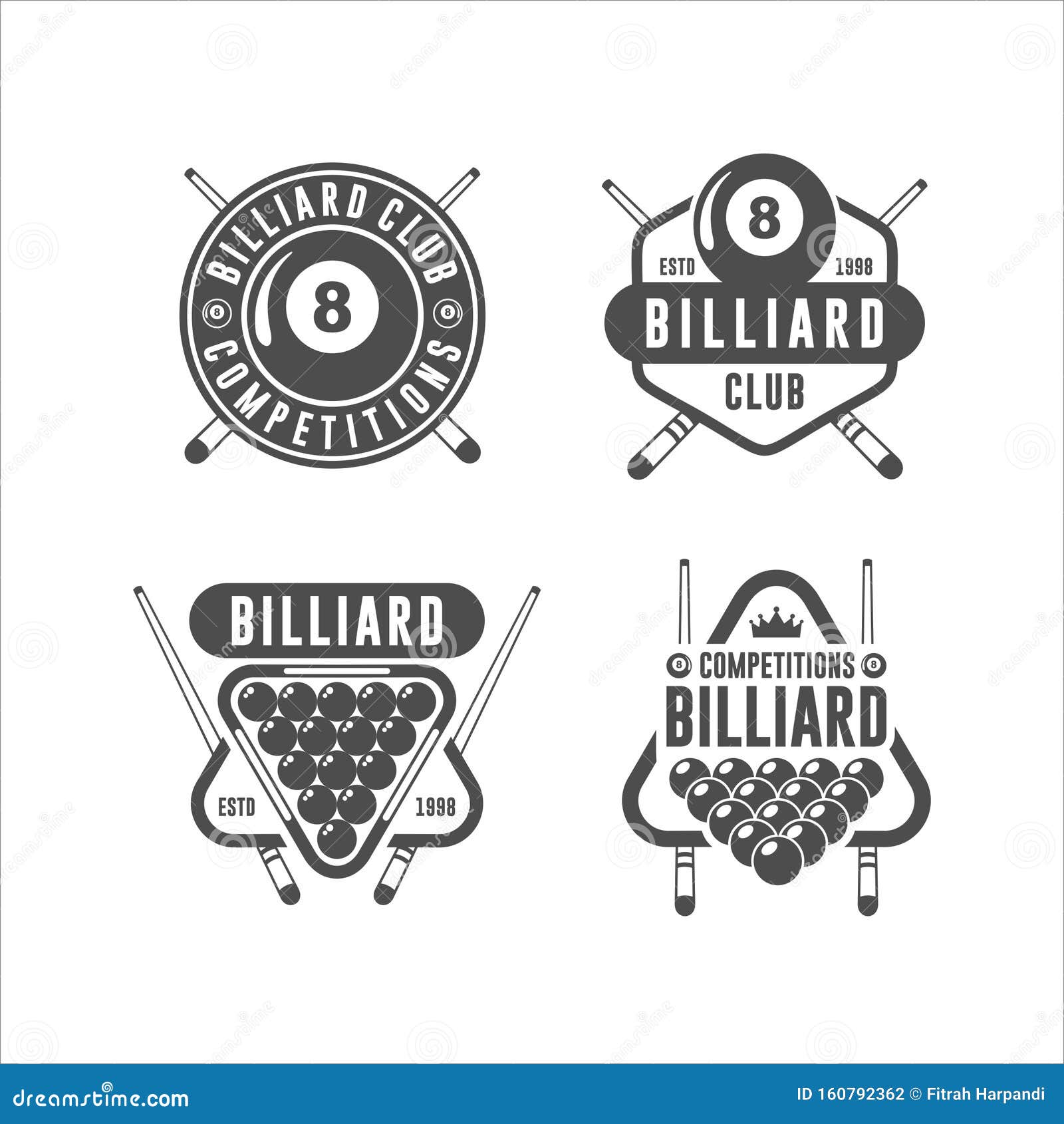 Billiard Design Logo Vector Set Stock Vector Illustration of