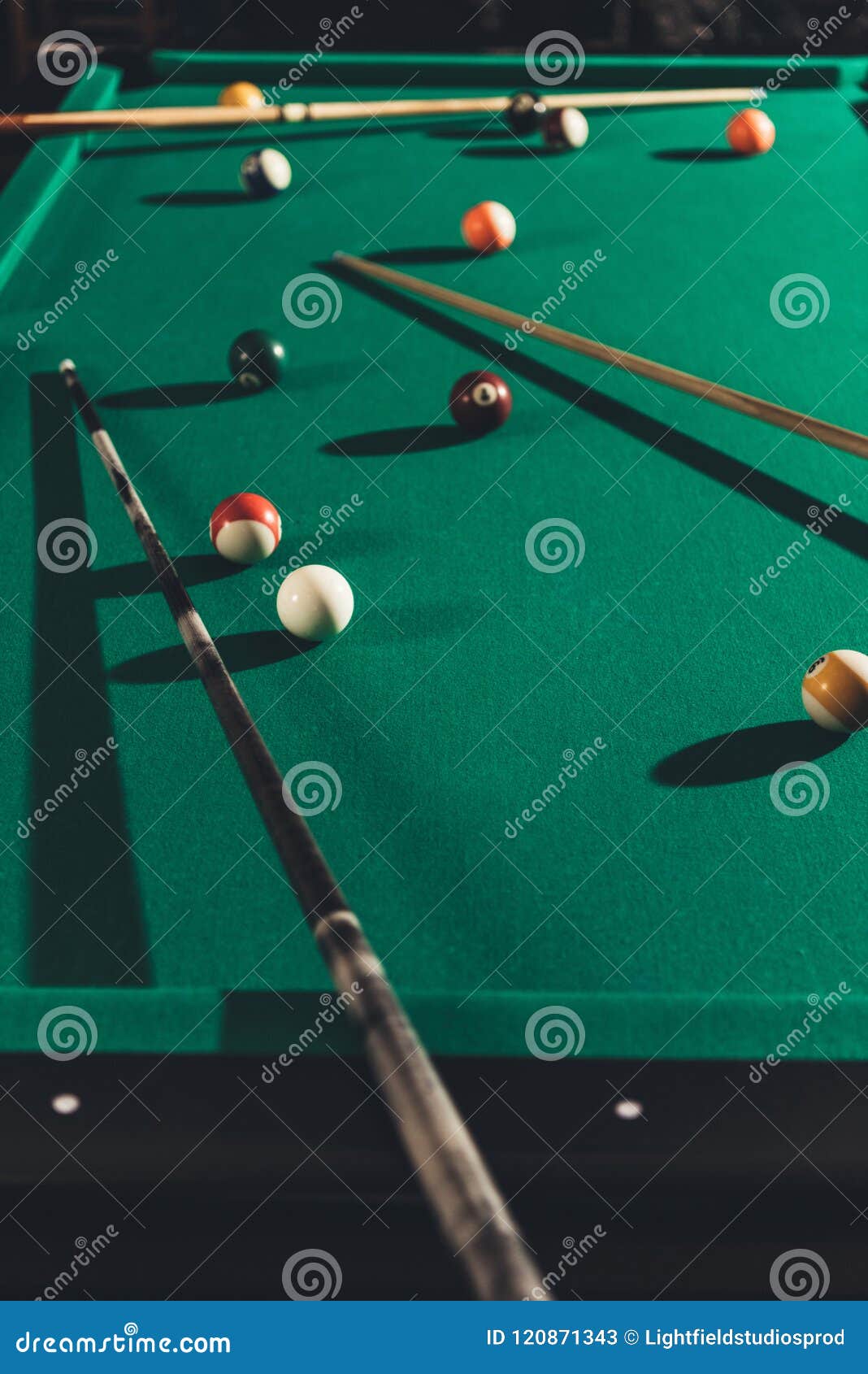 Billiard Gambling Table with Cues Stock Image Image of cues, leisure