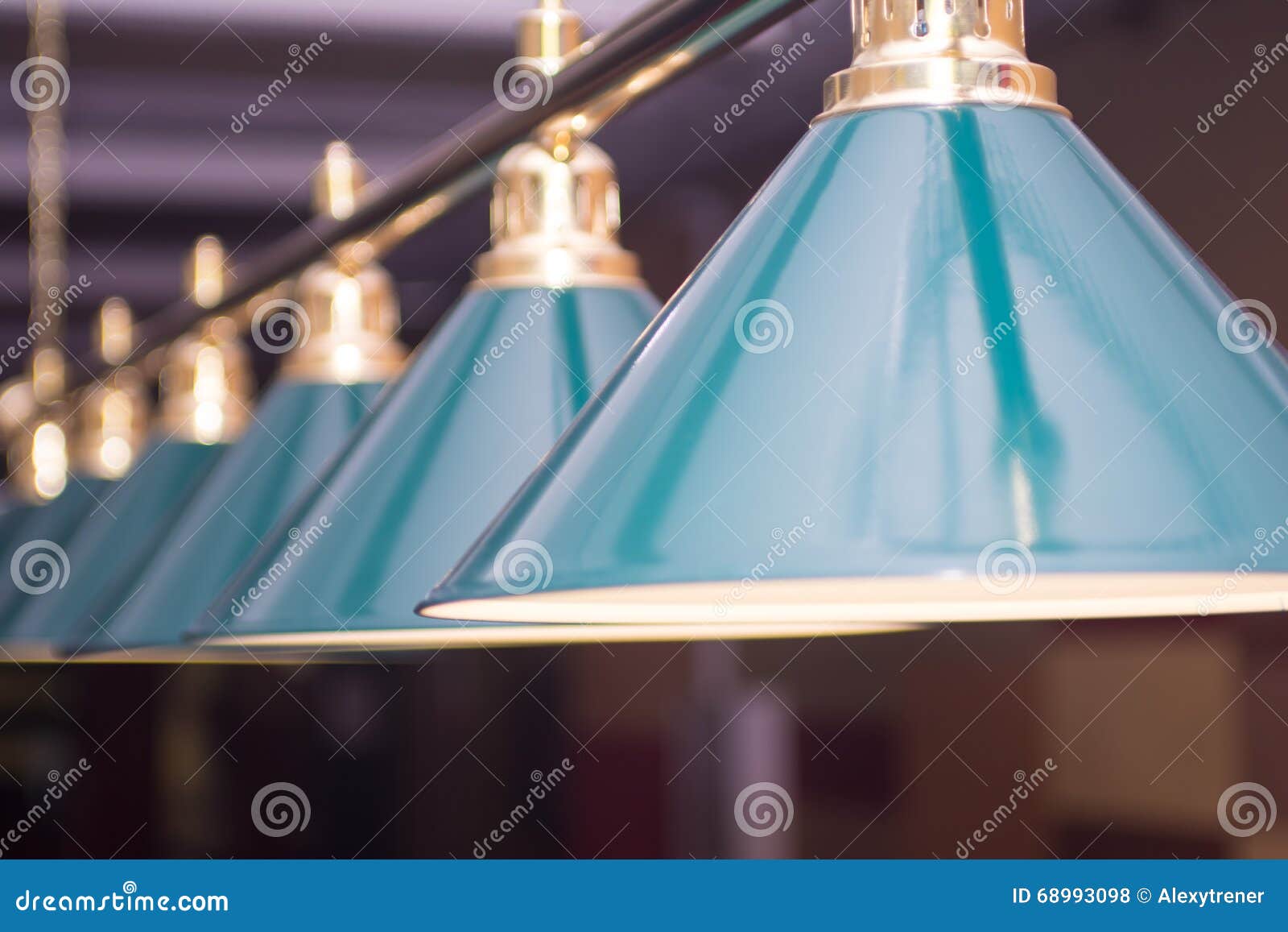 Billiard Lamps at Dark Hall Stock Photo Image of furniture, electric