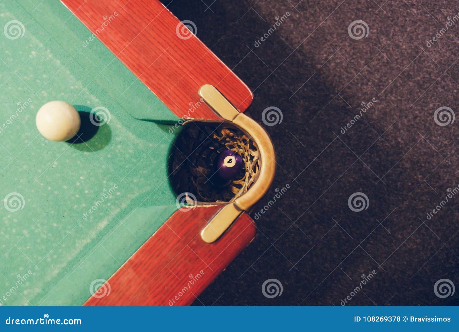 Billiard Pockets and Balls on a Table Stock Photo Image of focus