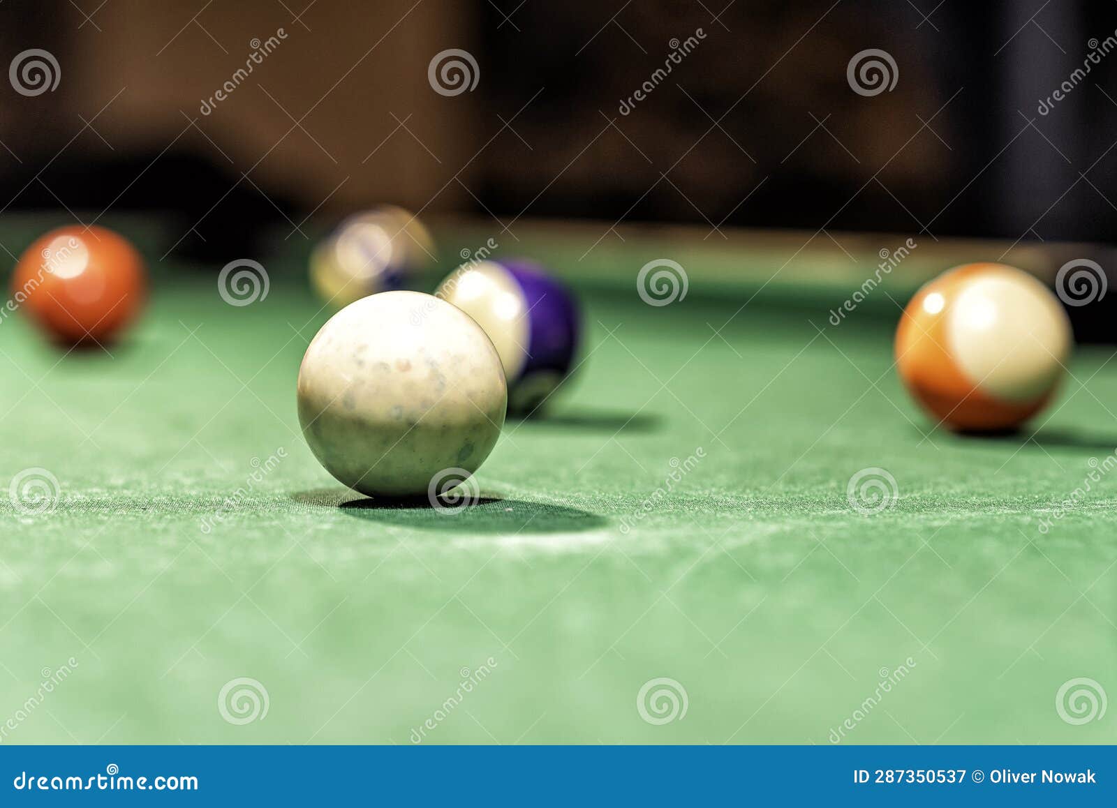 Billiard Table in an Old Castle with Billiard Balls Stock Image Image