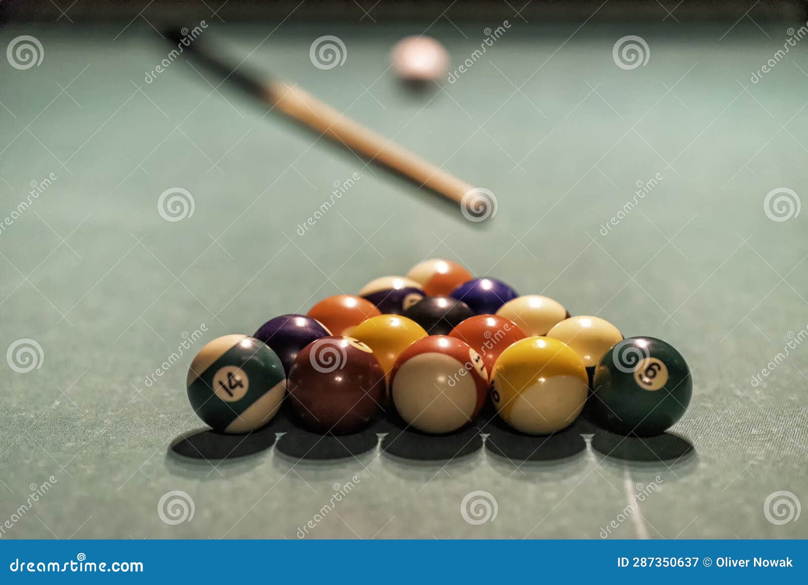 Billiard Table in an Old Castle with Billiard Balls Stock Image Image