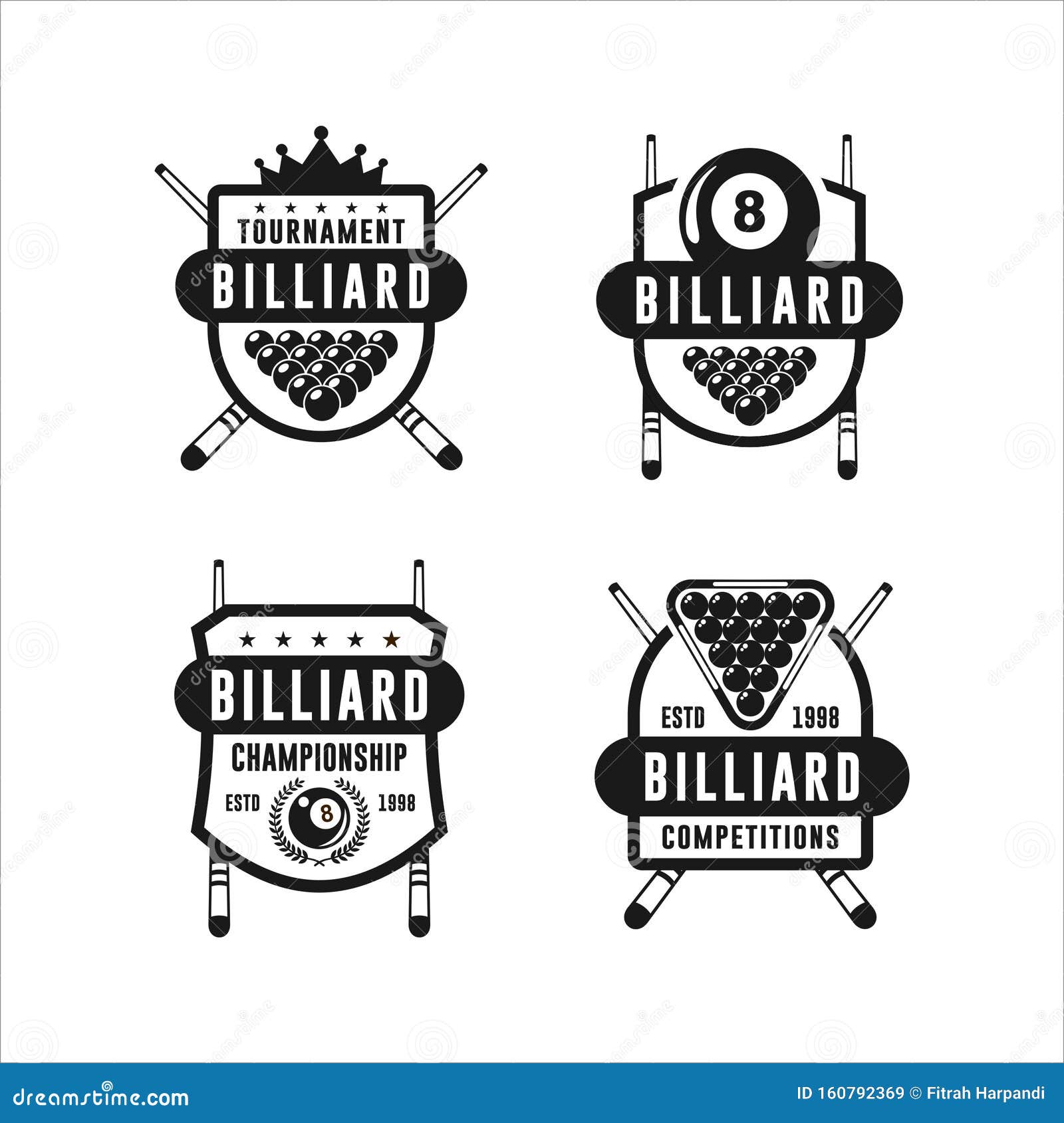 Billiard Tournament Design Logo Collections Stock Vector - Illustration ...