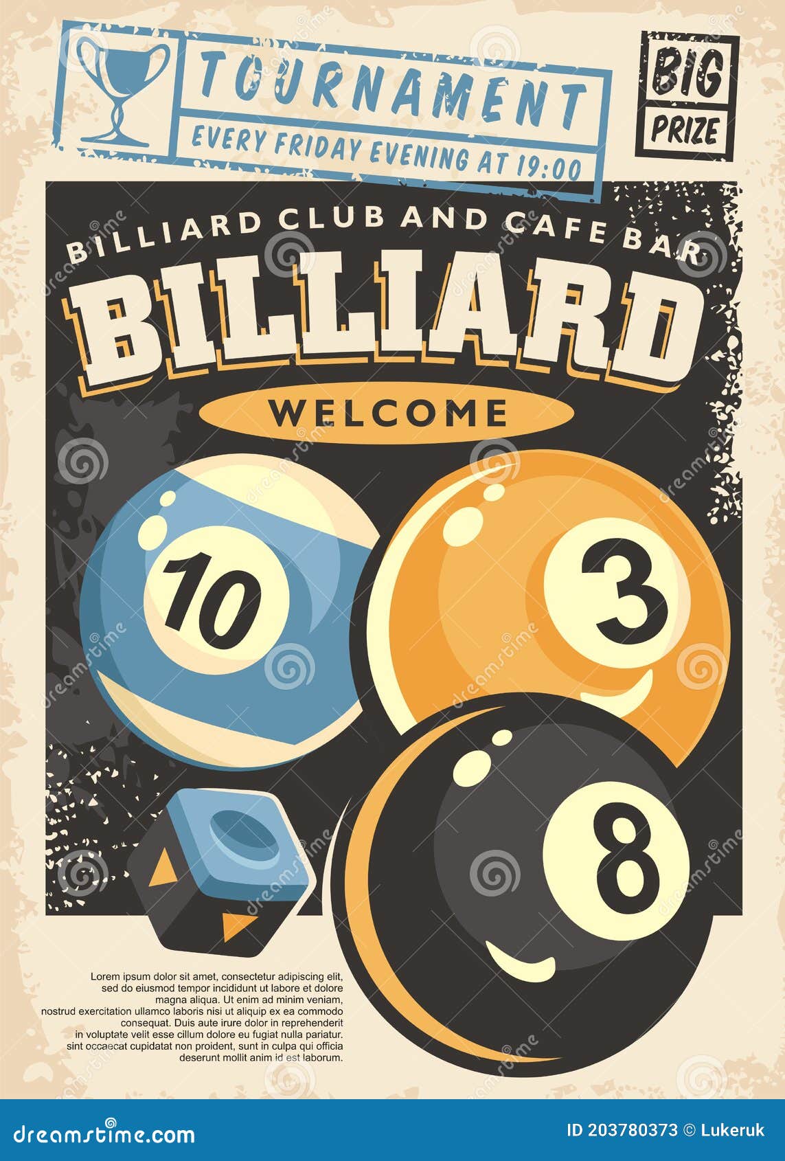 pool billiards sport championship announcement poster Royalty Free image  vector