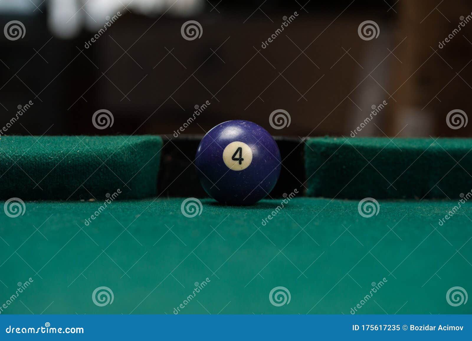 Billiards Balls and Cue on Billiards Table. Billiard Sport Concept