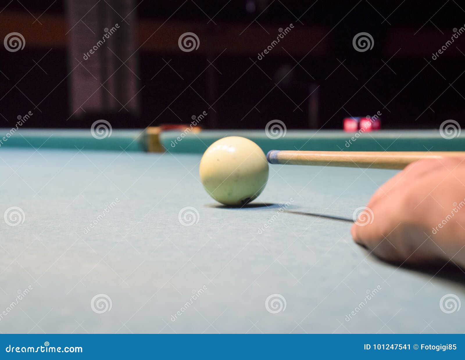 Billiards, Billiard Table. Targeting the Cue in the Ball for Imp Stock Image Image of player