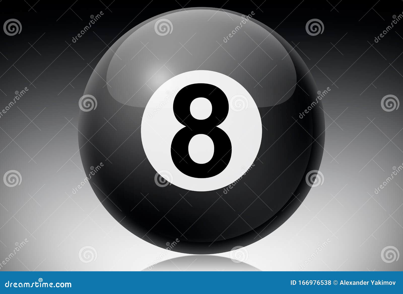 Billiards Black Ball Number Eight. Magic Billiard Ball 8 Stock