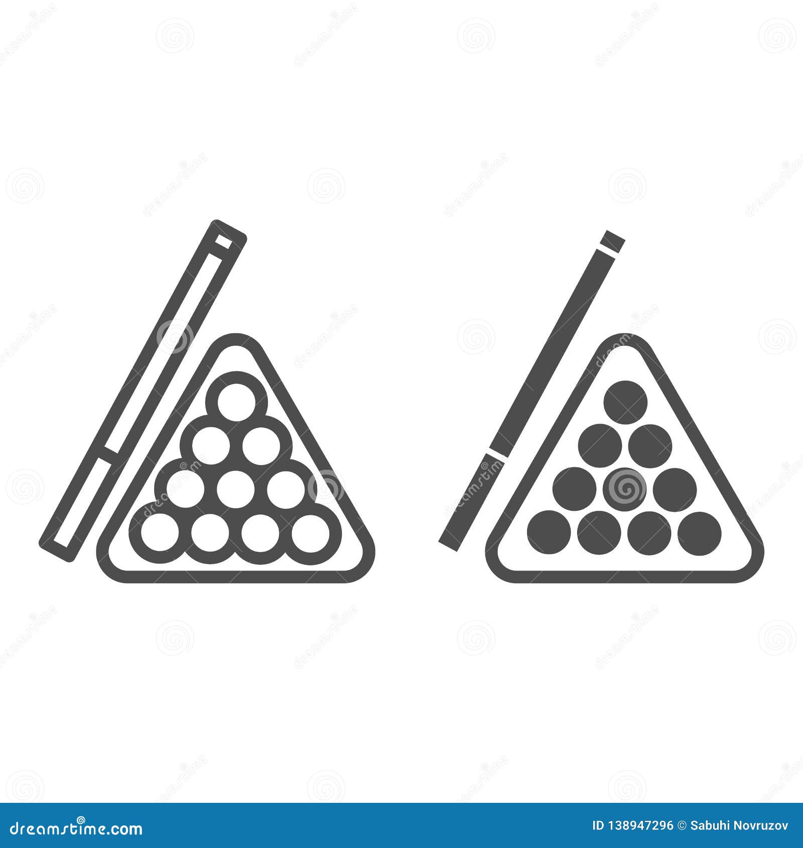 Billiards Line and Glyph Icon. Pool Cue and Balls Vector Illustration  Isolated on White Stock Vector - Illustration of equipment, angle: 138947296