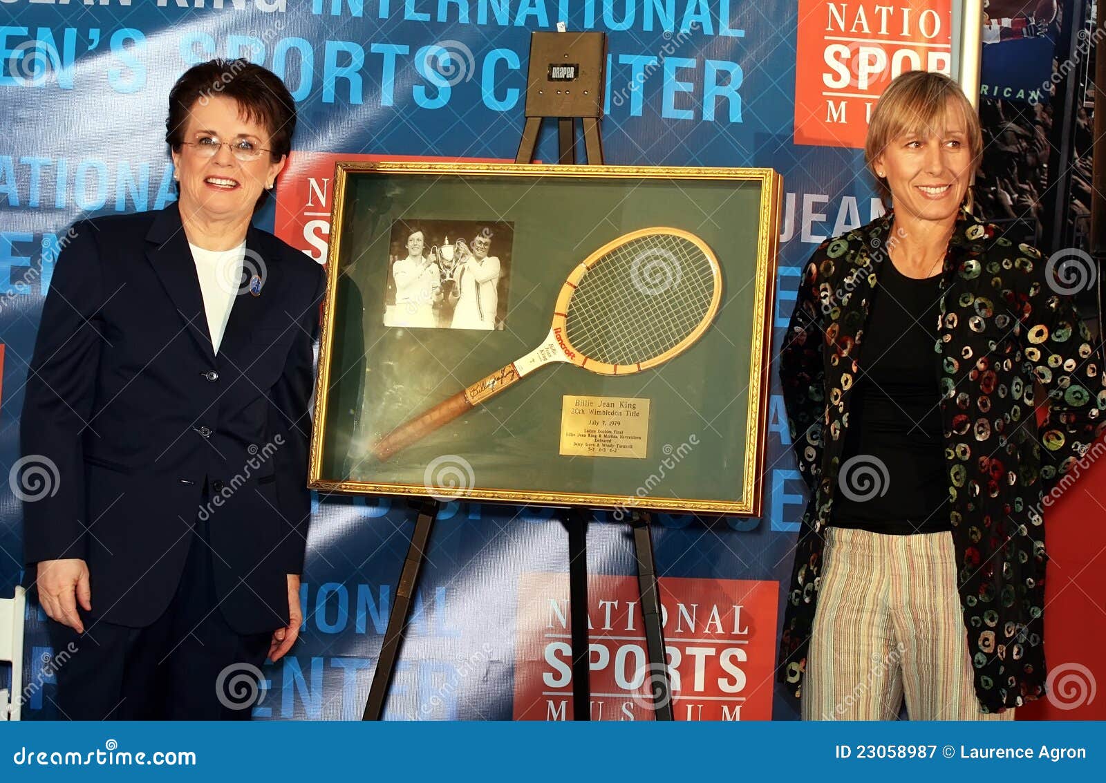 Former tennis player Billie Jean King (C) is joined by cast