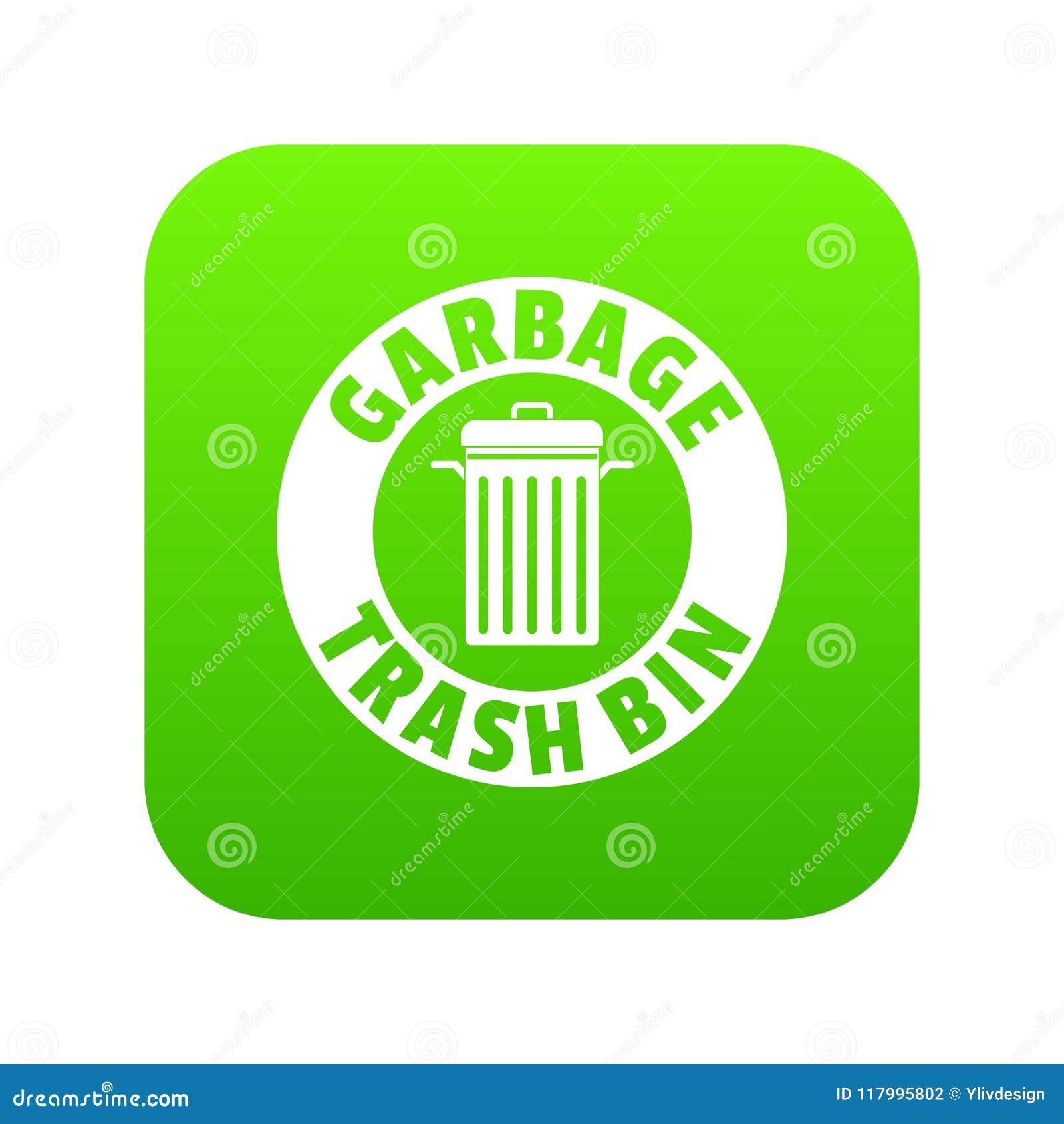 Bin dump icon green vector stock vector. Illustration of household