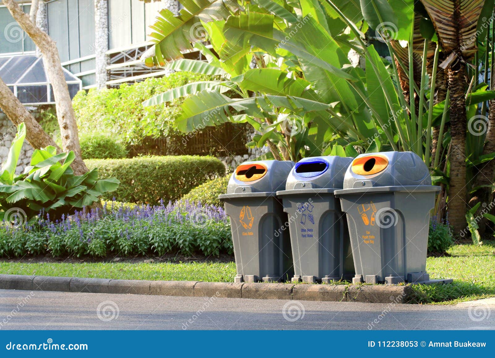 Bin, Trashcan, Plastic Waste Bin Clear Trash Sideways Walk at Garden