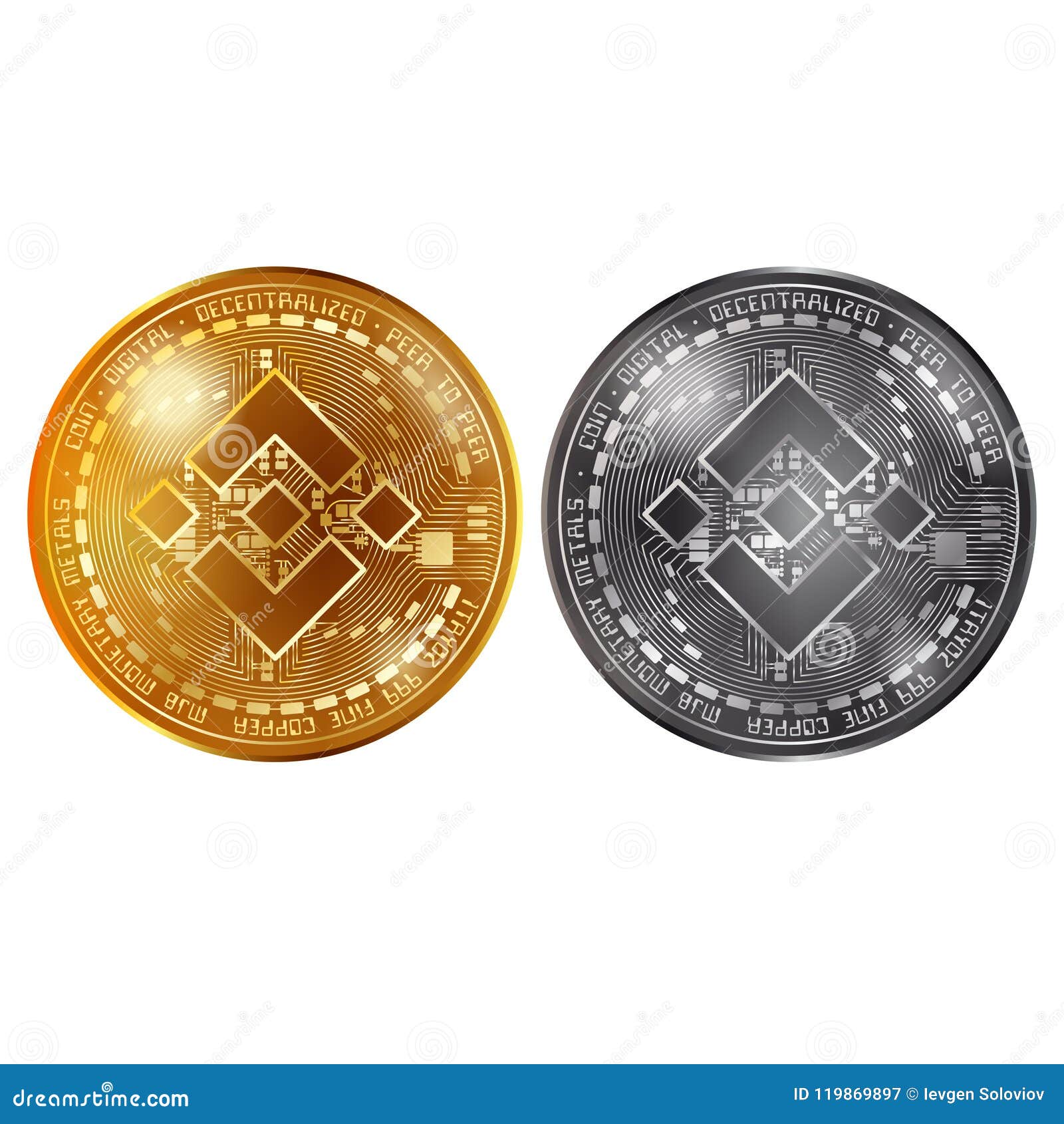 Binance Gold And Silver Coins Stock Vector - Illustration ...