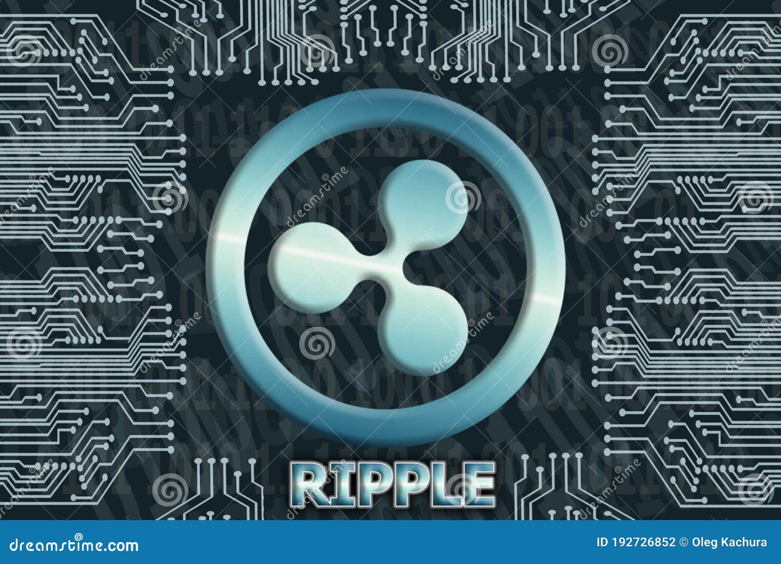 Binary Code And Circuit Board On A Dark Background. Ripple ...