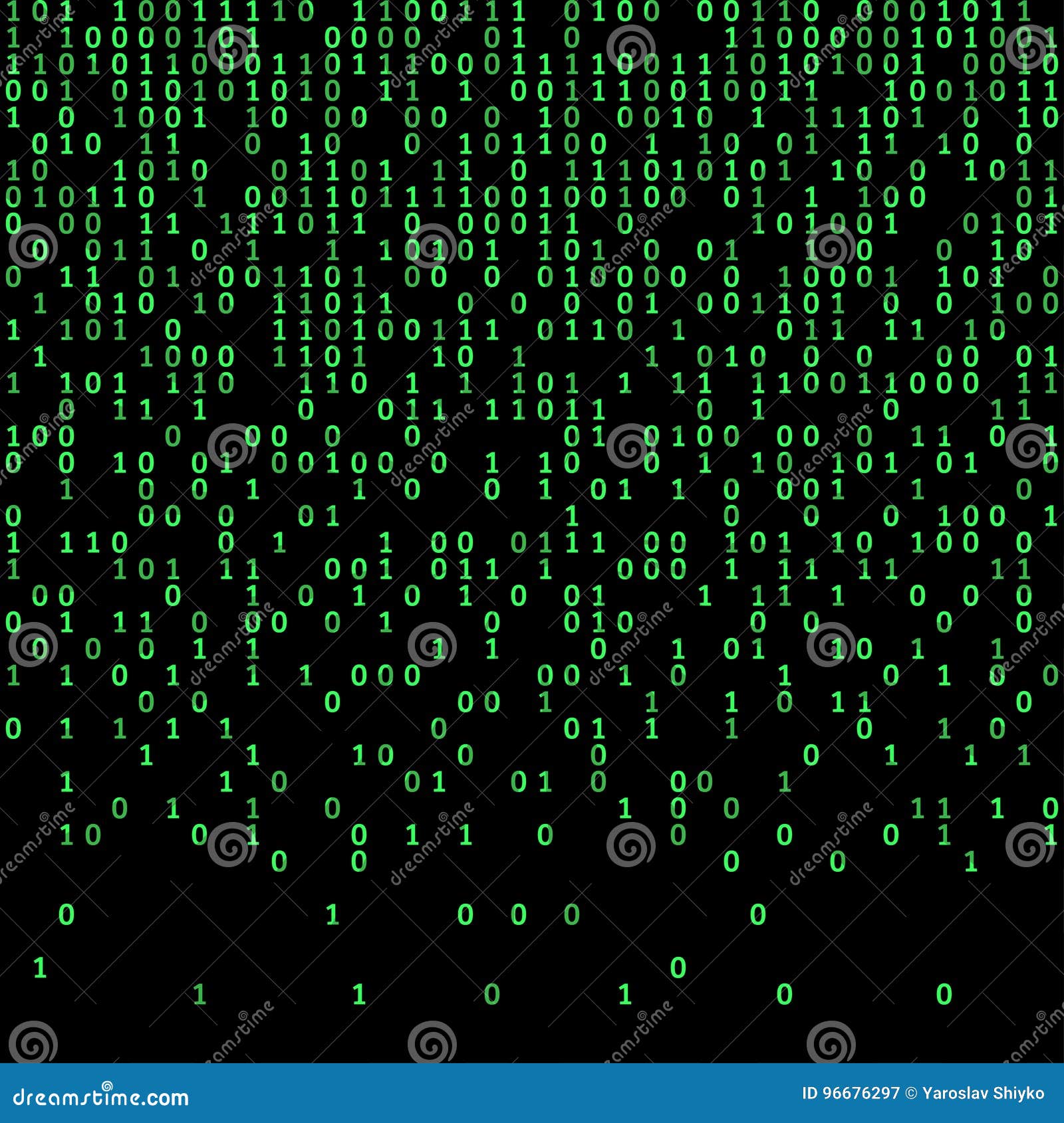 Binary Code Green And Dark Background Digits On Screen Stock Vector