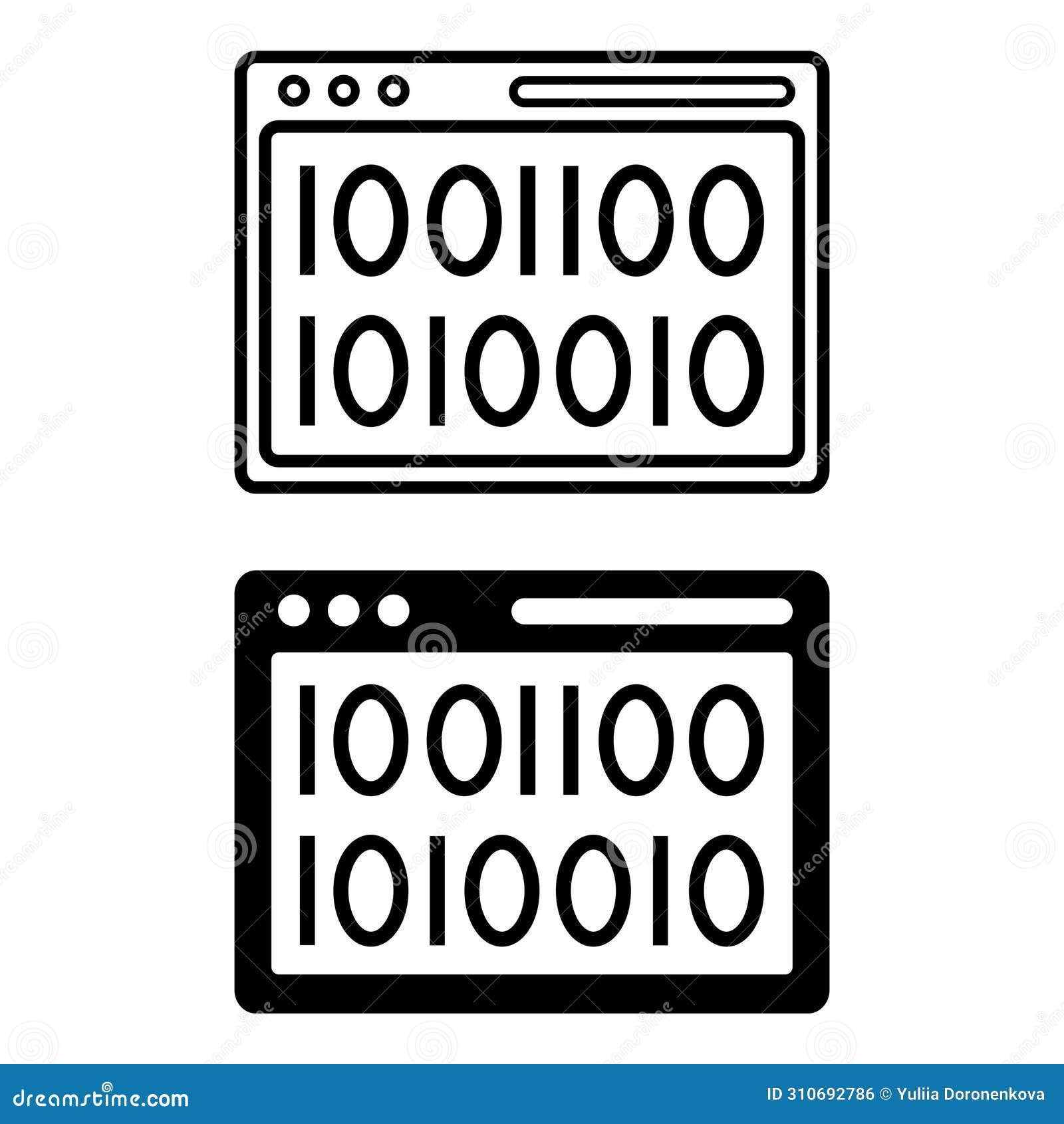 Binary Code Icons. stock illustration. Illustration of technology ...