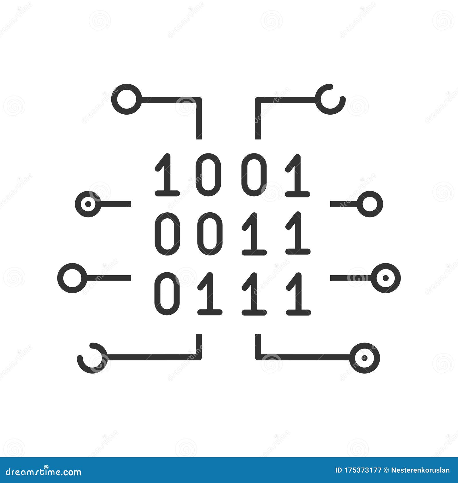 Binary code linear icon stock vector. Illustration of processor - 175373177