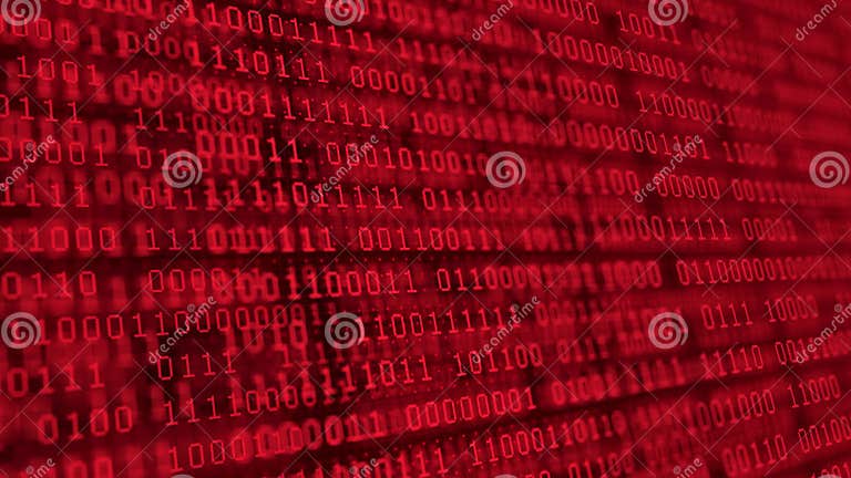 Binary Code Matrix Background with Red Digits on Black Background ...