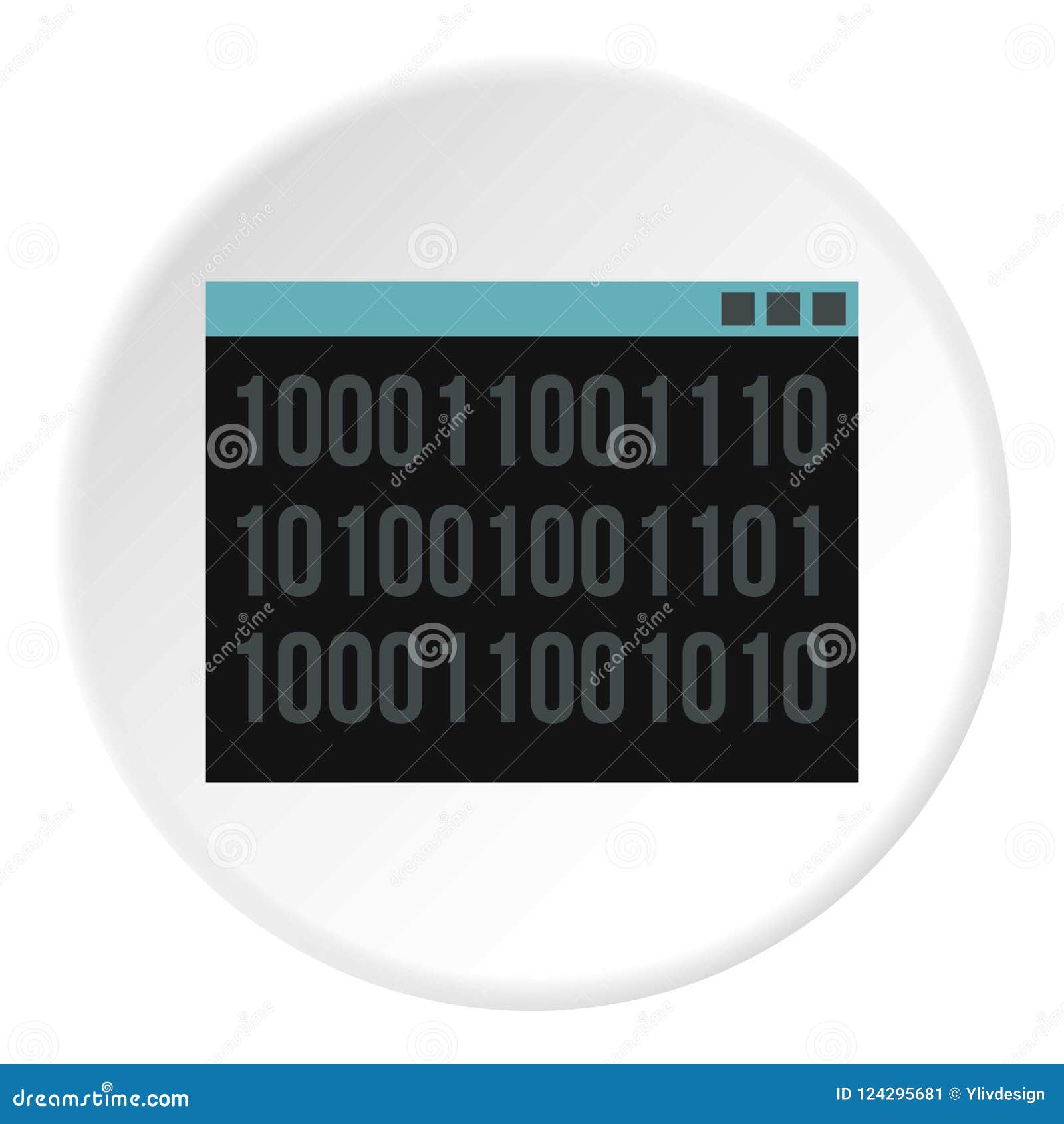 Binary Code on Screen Icon, Flat Style Stock Illustration ...
