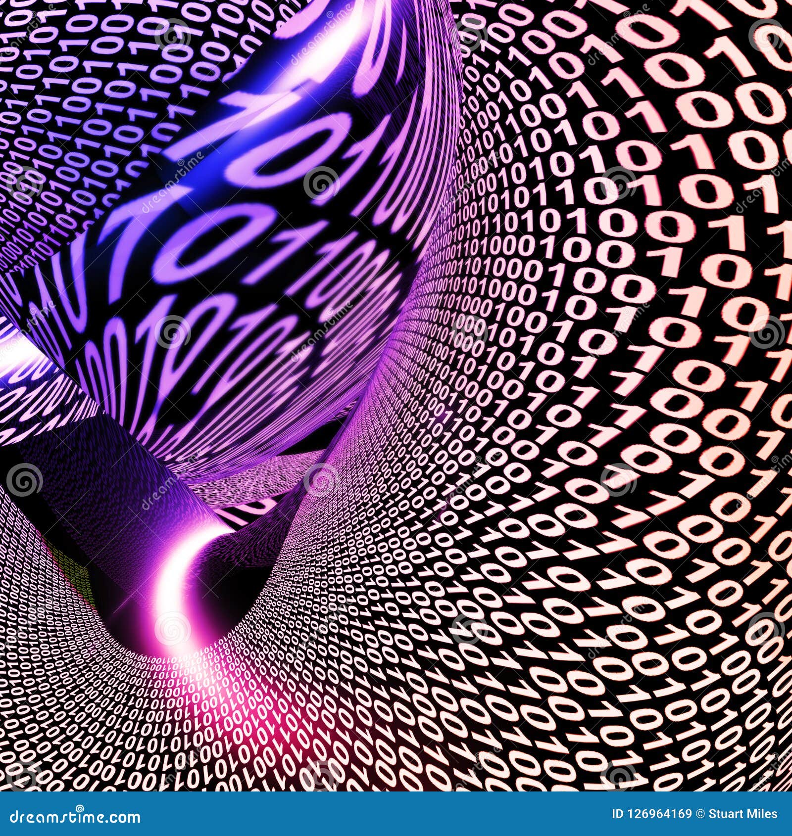 Binary Code Tunnel Digital Bits 3d Rendering Stock Illustration