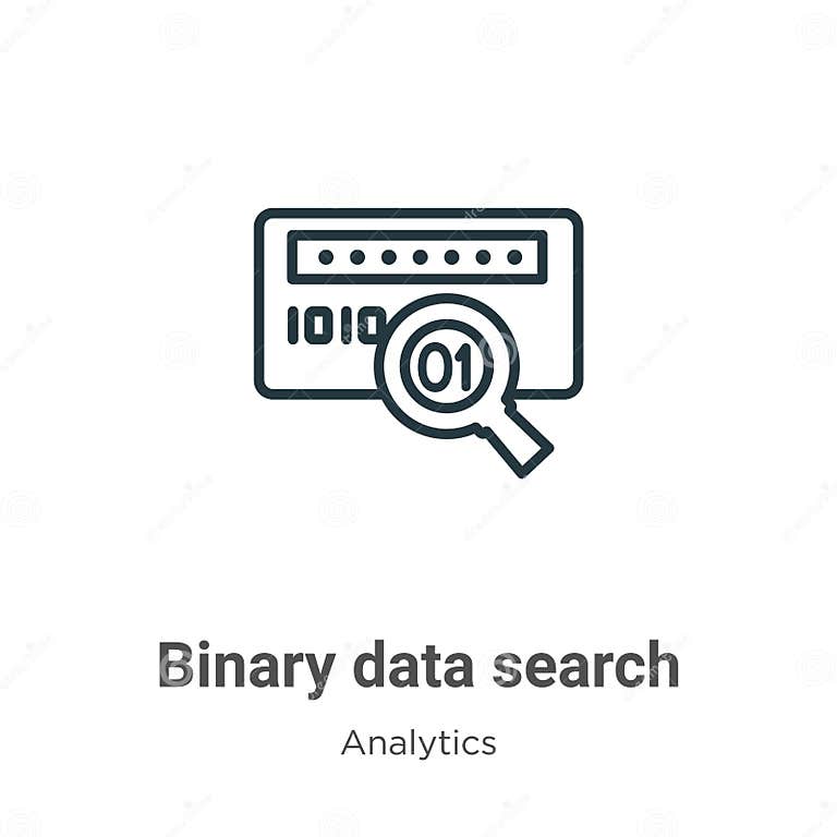 Binary Data Search Outline Vector Icon. Thin Line Black Binary Data ...