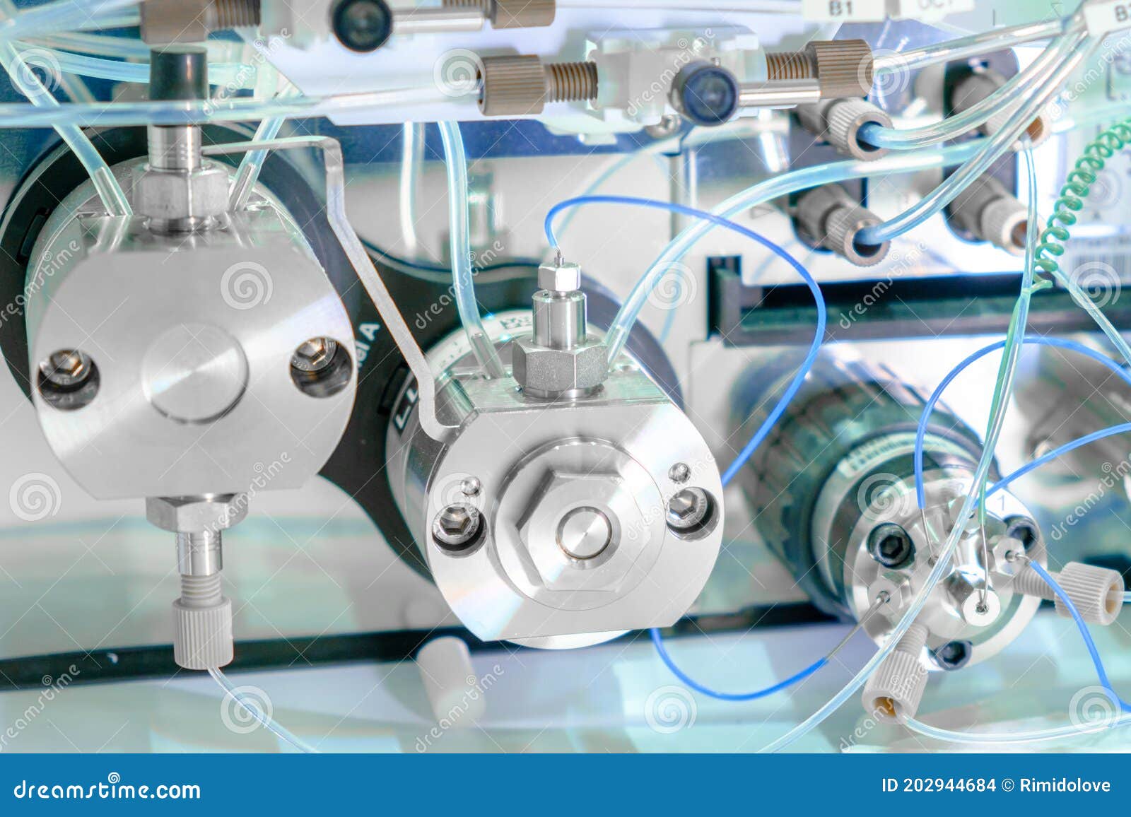 Binary Pump in HPLC System. High Performance Liquid Chromatography at