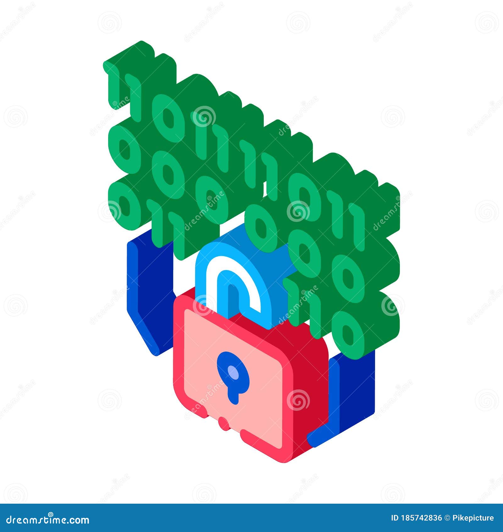 Binary Security Code Isometric Icon Vector Illustration Stock Vector ...