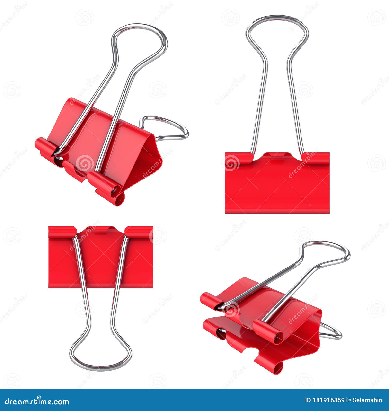 Binder Clip Collection Isolated On White 3d Rendering Stock