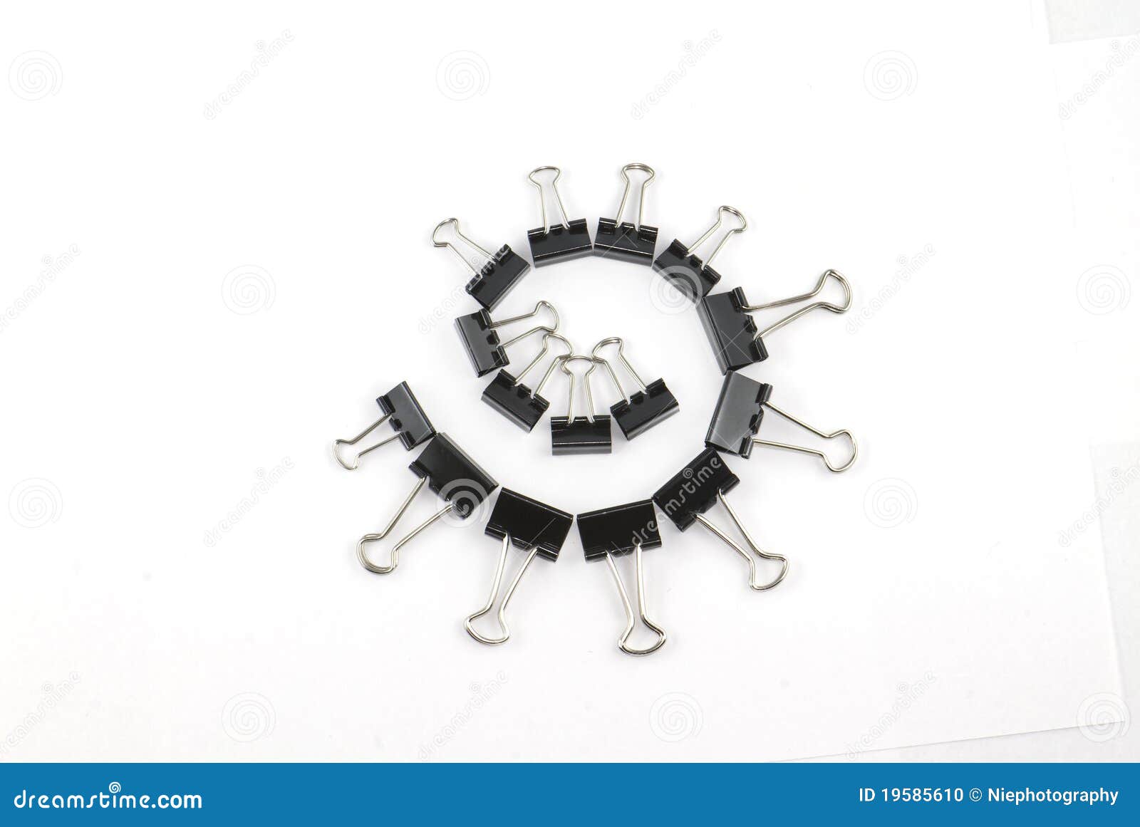 Binder clips in a circle stock photo. Image of organization 19585610